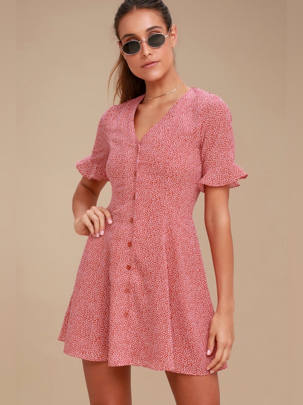 Lulus Castana Button Up Dress